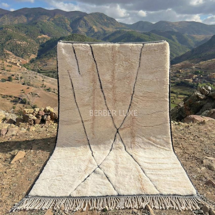 AugusteorLoos_NaturalWoo700x70089 Rug Black and White, Moroccan Beni Ourain Rug, - Image 1