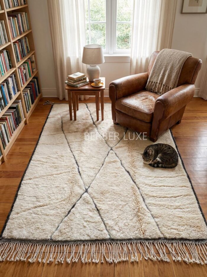 Rug Black and White, Moroccan Beni Ourain Rug, - berber Luxe