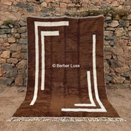 Handmade Brown Wool Area Rug, Moroccan Style